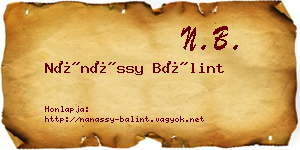 Nánássy Bálint névjegykártya