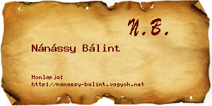 Nánássy Bálint névjegykártya